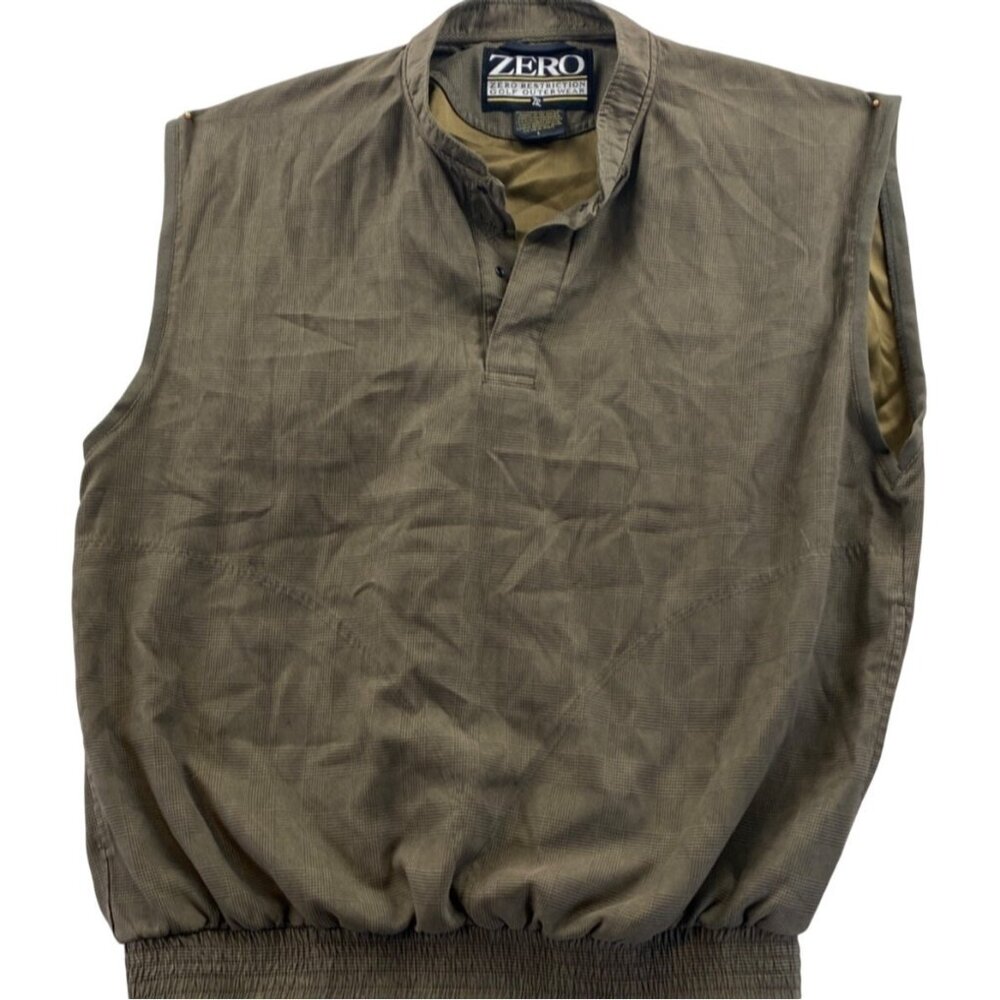 Zero Restriction Golf Outerwear Vest L Plaid Olive Sleeveless Lightweight Windbr